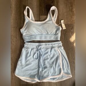 Light Blue Terry Cloth Tank and Shorts Set